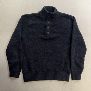 Converse Henley Sweater Adult Size Medium Blue Black Heather Mock Neck Knit